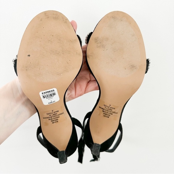 Express Rhinestone Embellished Knot Heeled Sandals sz 7 - Picture 10 of 11